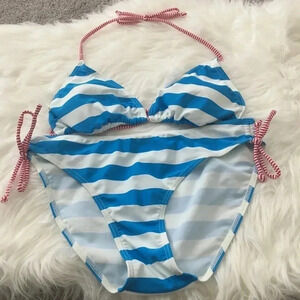 Atmosphere red, white & blue bikini tie set